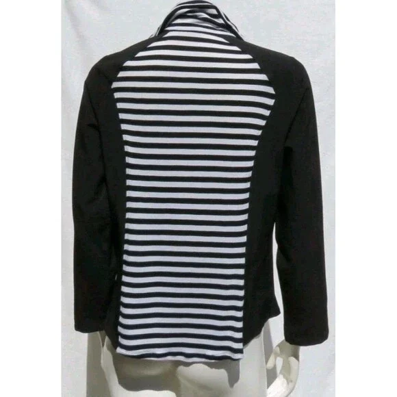 ZENERGY CHICOS Black White Striped Zip Knit Neema Jacket Top 0 US Womens  Casual - Picture 4 of 16